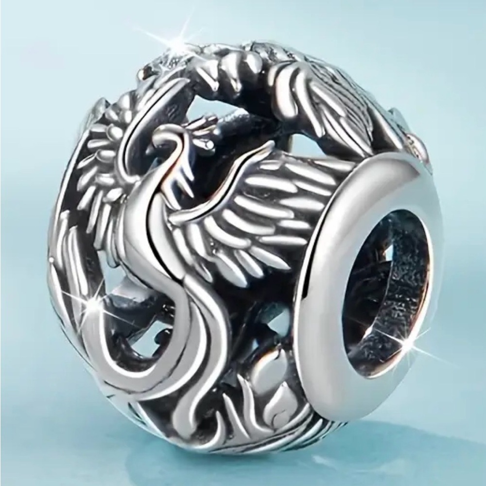 Silver Phoenix Charm Bead